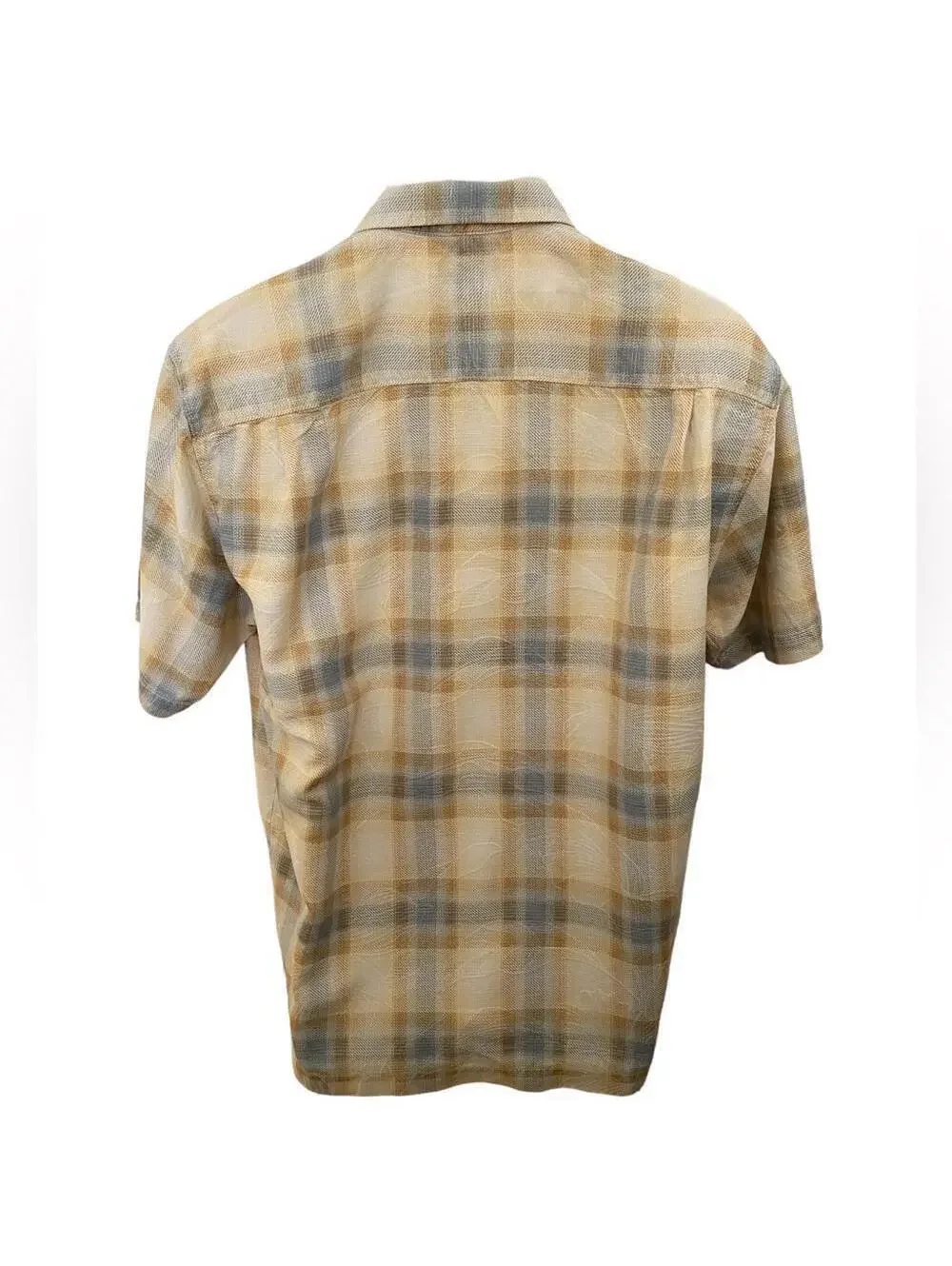 TOMMY BAHAMA 100% Silk Yellow & Blue Plaid Shirt Men M Medium